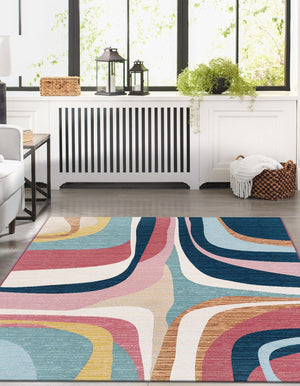 Multicolor 2' x 3' 1 Outdoor Modern Rectangle Area Rug Weather Resistant for Patio, Deck, Terrace, Balcony, Porch 100% Polypropylene Modern Outside Carpet for Sale at Rug Engine