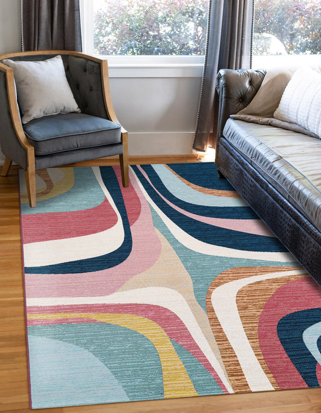 Multicolor 7' 10 x 10' Outdoor Modern Rectangle Area Rug Weather Resistant for Patio, Deck, Terrace, Balcony, Porch 100% Polypropylene Modern Outside Carpet for Sale at Rug Engine