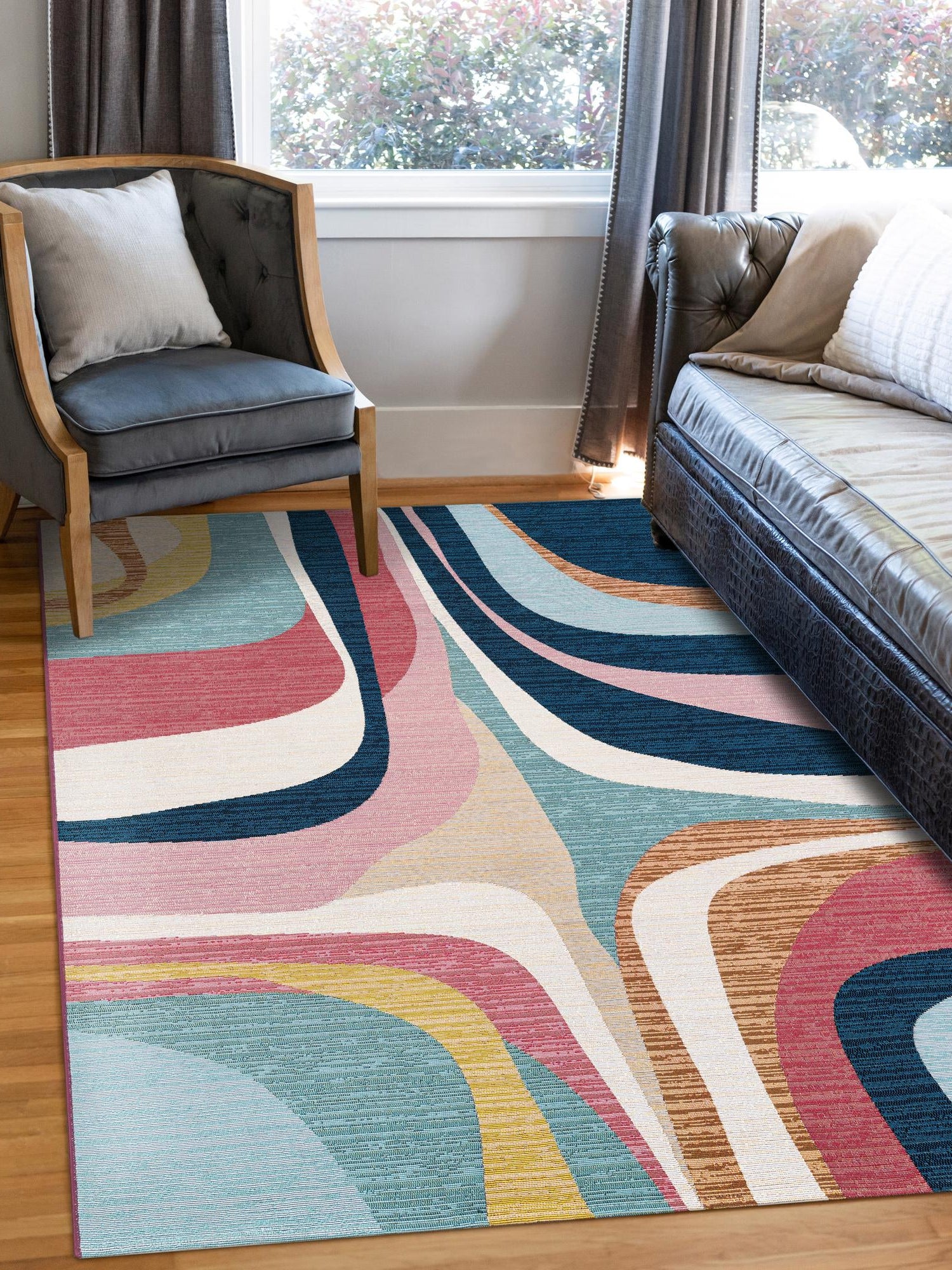 Multicolor 2' x 3' 1 Outdoor Modern Rectangle Area Rug Weather Resistant for Patio, Deck, Terrace, Balcony, Porch 100% Polypropylene Modern Outside Carpet for Sale at Rug Engine