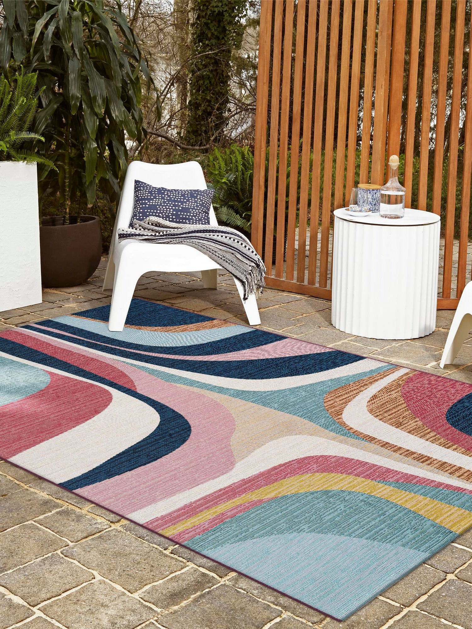Multicolor 10' x 14' 1 Outdoor Modern Rectangle Area Rug Weather Resistant for Patio, Deck, Terrace, Balcony, Porch 100% Polypropylene Modern Outside Carpet for Sale at Rug Engine