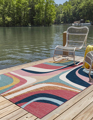 Multicolor 7' 10 x 10' Outdoor Modern Rectangle Area Rug Weather Resistant for Patio, Deck, Terrace, Balcony, Porch 100% Polypropylene Modern Outside Carpet for Sale at Rug Engine