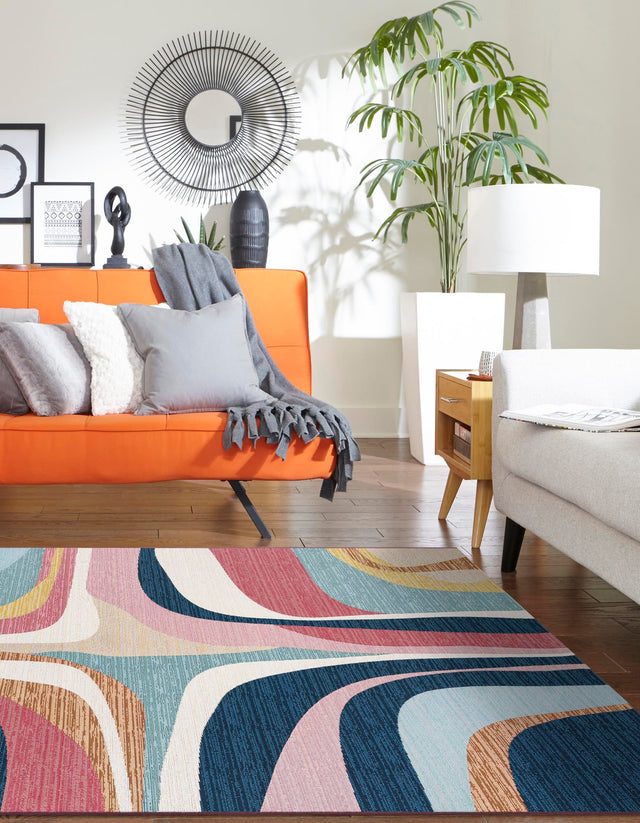 Multicolor 6' 1 x 9' Outdoor Modern Rectangle Area Rug Weather Resistant for Patio, Deck, Terrace, Balcony, Porch 100% Polypropylene Modern Outside Carpet for Sale at Rug Engine