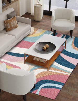 Multicolor 5' 1 x 7' 1 Outdoor Modern Rectangle Area Rug Weather Resistant for Patio, Deck, Terrace, Balcony, Porch 100% Polypropylene Modern Outside Carpet for Sale at Rug Engine
