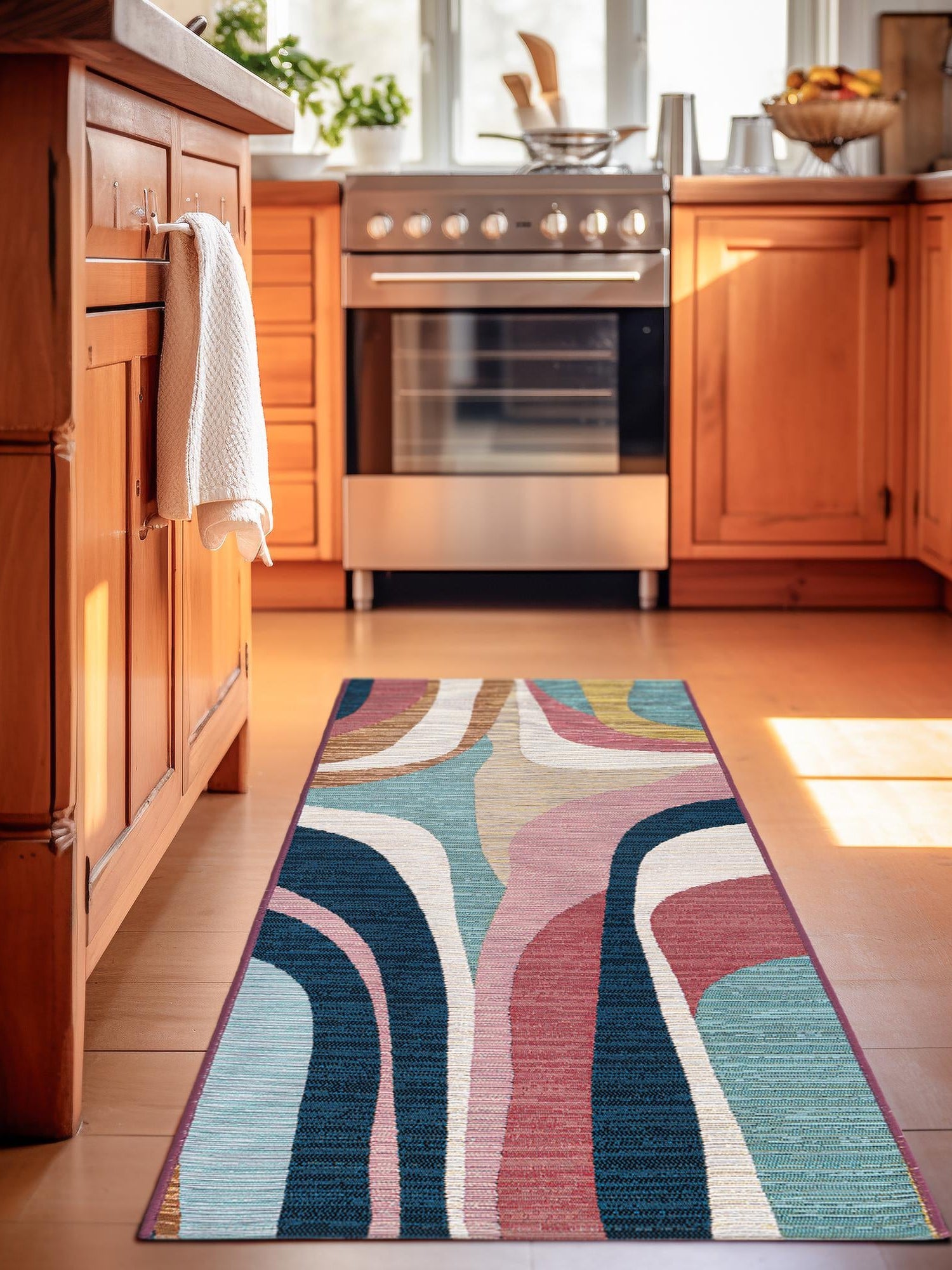 Multicolor 2' 7 x 12' Outdoor Modern Runner Area Rug Weather Resistant for Patio, Deck, Terrace, Balcony, Porch 100% Polypropylene Modern Outside Carpet for Sale at Rug Engine