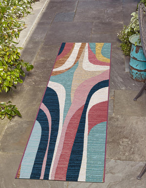 Multicolor 2' x 8' Outdoor Modern Runner Rug