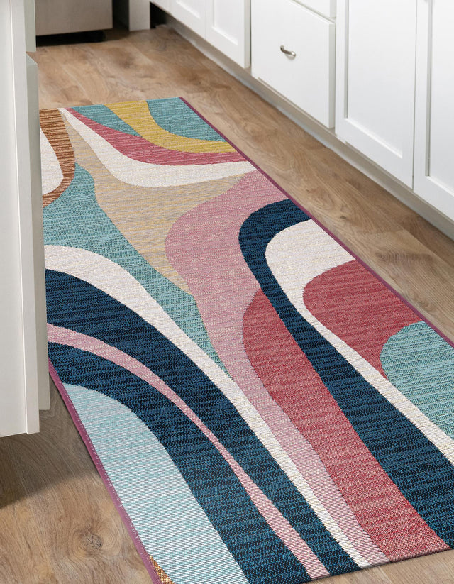 Multicolor 2' x 8' Outdoor Modern Runner Rug