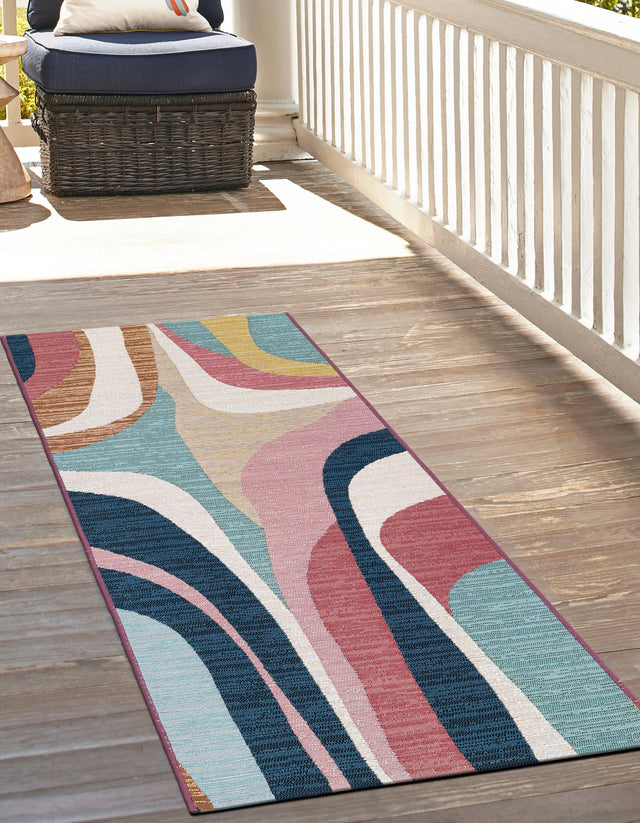 Multicolor 2' x 8' Outdoor Modern Runner Rug