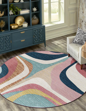 Multicolor 4' 1 x 4' 1 Outdoor Modern Round Rug