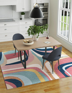 Multicolor 8' x 8' Outdoor Modern Square Rug