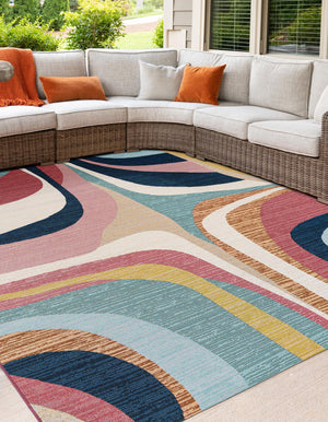 Multicolor 8' x 8' Outdoor Modern Square Rug