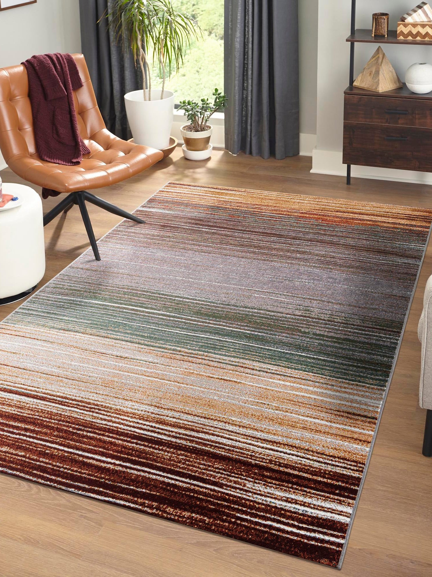 Multicolor 5' 1 x 7' 1 Outdoor Modern Rectangle Area Rug Weather Resistant for Patio, Deck, Terrace, Balcony, Porch 100% Polypropylene Modern Outside Carpet for Sale at Rug Engine