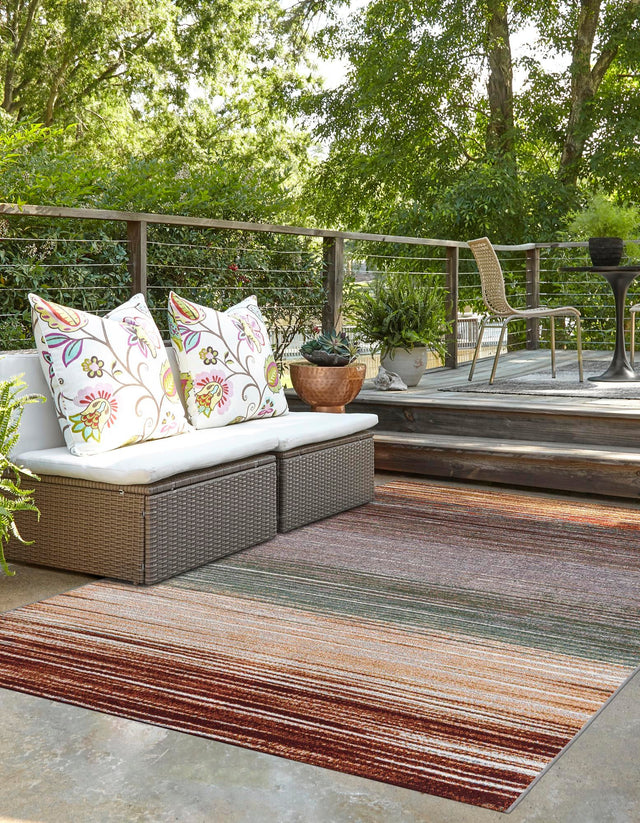 Multicolor 6' 1 x 9' Outdoor Modern Rectangle Area Rug Weather Resistant for Patio, Deck, Terrace, Balcony, Porch 100% Polypropylene Modern Outside Carpet for Sale at Rug Engine