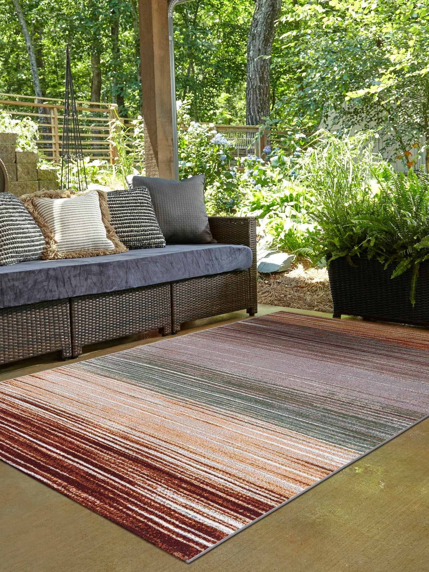 Multicolor 9' x 12' Outdoor Modern Rectangle Area Rug Weather Resistant for Patio, Deck, Terrace, Balcony, Porch 100% Polypropylene Modern Outside Carpet for Sale at Rug Engine
