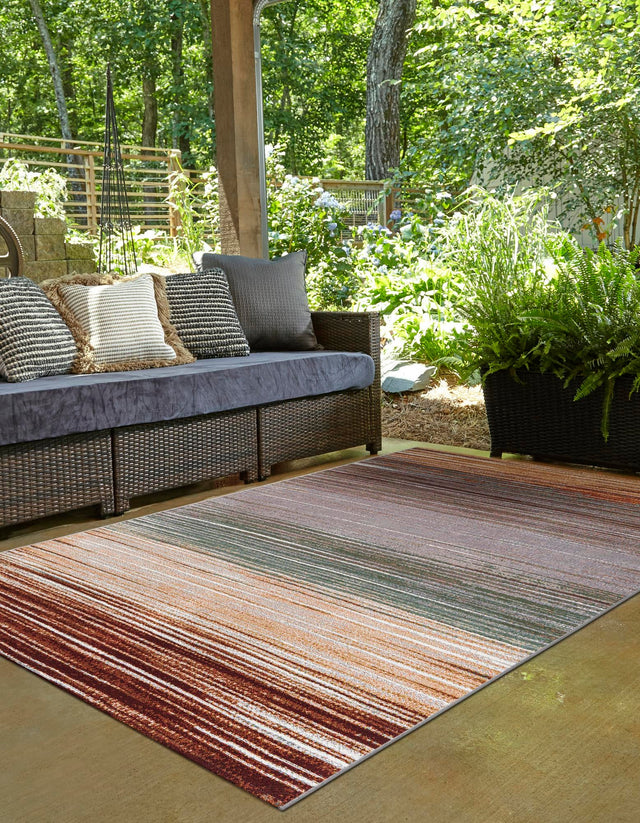 Multicolor 5' 1 x 7' 1 Outdoor Modern Rectangle Area Rug Weather Resistant for Patio, Deck, Terrace, Balcony, Porch 100% Polypropylene Modern Outside Carpet for Sale at Rug Engine