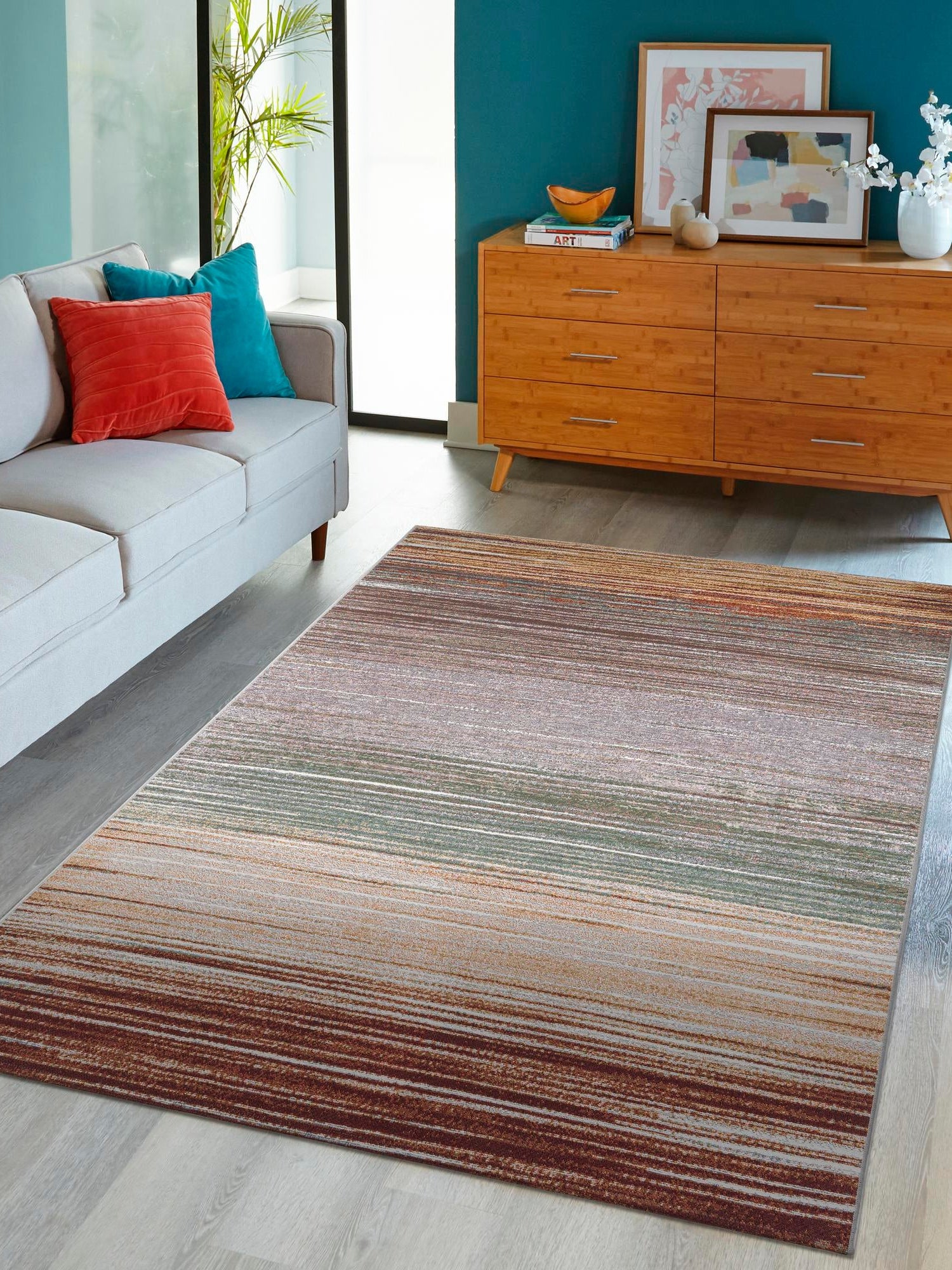 Multicolor 5' 1 x 8' Outdoor Modern Rectangle Area Rug Weather Resistant for Patio, Deck, Terrace, Balcony, Porch 100% Polypropylene Modern Outside Carpet for Sale at Rug Engine