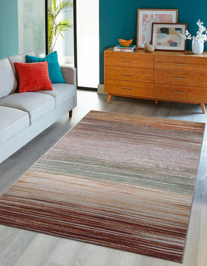 Multicolor 5' 1 x 7' 1 Outdoor Modern Rectangle Area Rug Weather Resistant for Patio, Deck, Terrace, Balcony, Porch 100% Polypropylene Modern Outside Carpet for Sale at Rug Engine