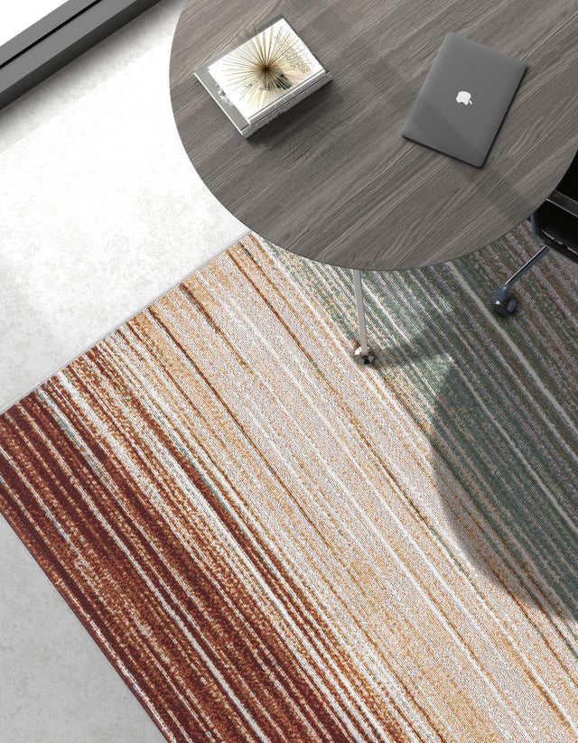 Multicolor 4' 1 x 6' 1 Outdoor Modern Rectangle Area Rug Weather Resistant for Patio, Deck, Terrace, Balcony, Porch 100% Polypropylene Modern Outside Carpet for Sale at Rug Engine