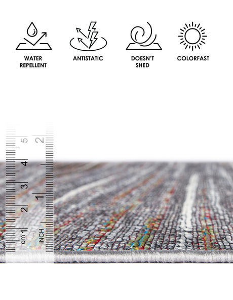 Multicolor 2' x 8' Outdoor Modern Runner Rug