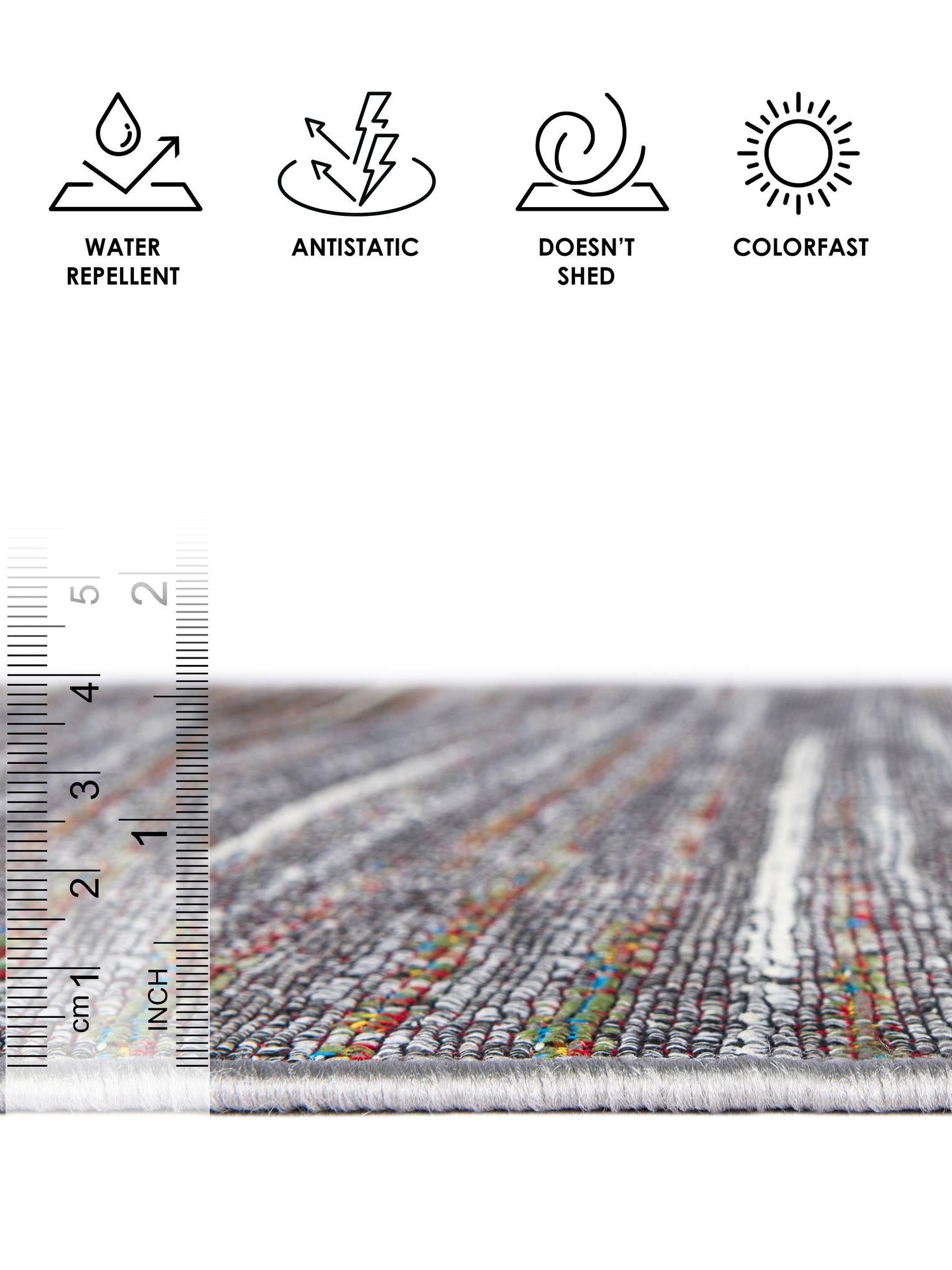 Multicolor 2' x 5' 1 Outdoor Modern Runner Area Rug Weather Resistant for Patio, Deck, Terrace, Balcony, Porch 100% Polypropylene Modern Outside Carpet for Sale at Rug Engine