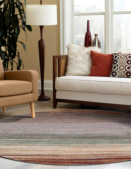 Multicolor 8' x 8' Outdoor Modern Round Rug
