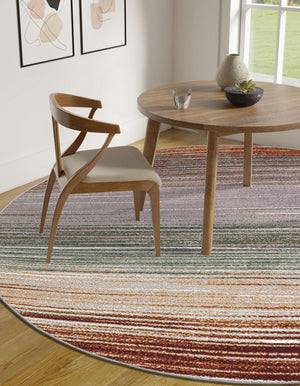 Multicolor 8' x 8' Outdoor Modern Round Rug