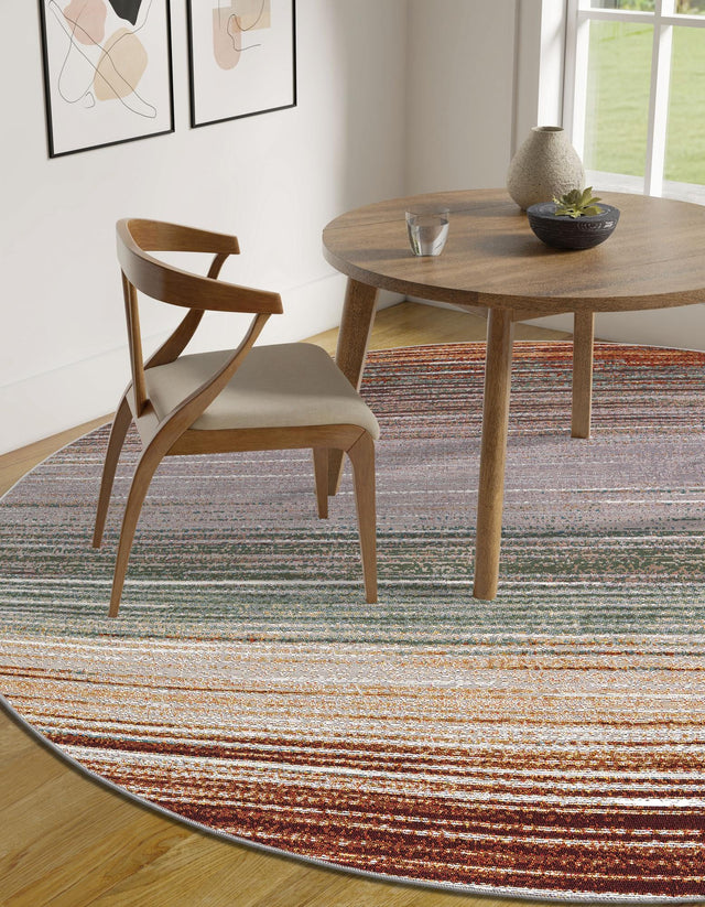Multicolor 8' x 8' Outdoor Modern Round Rug