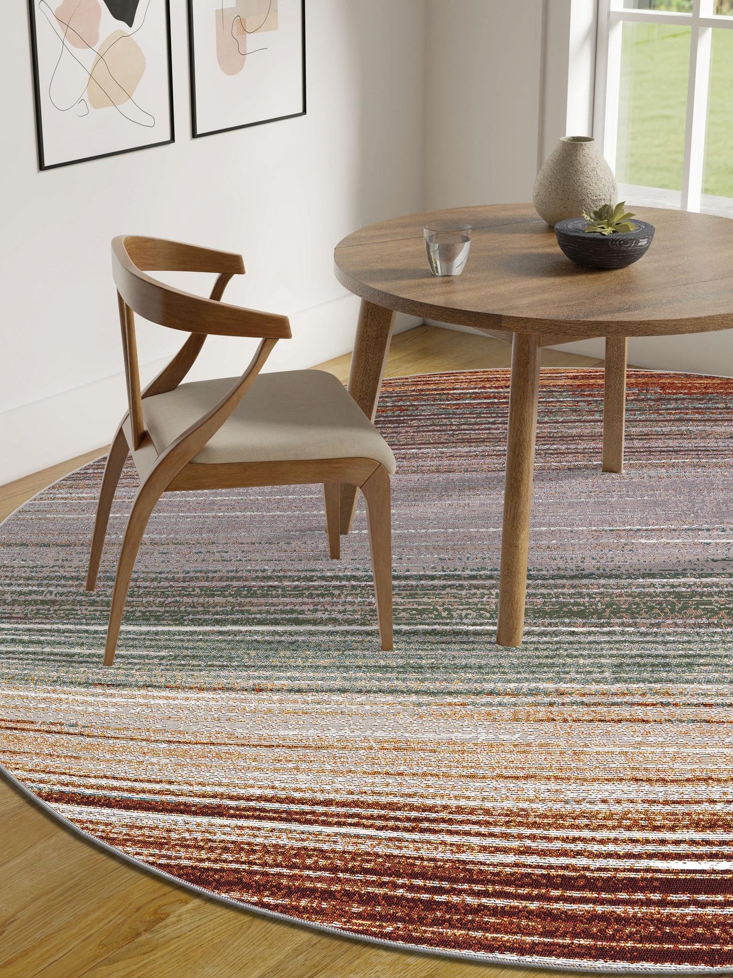 Multicolor 3' 1 x 3' 1 Outdoor Modern Round Area Rug Weather Resistant for Patio, Deck, Terrace, Balcony, Porch 100% Polypropylene Modern Outside Carpet for Sale at Rug Engine
