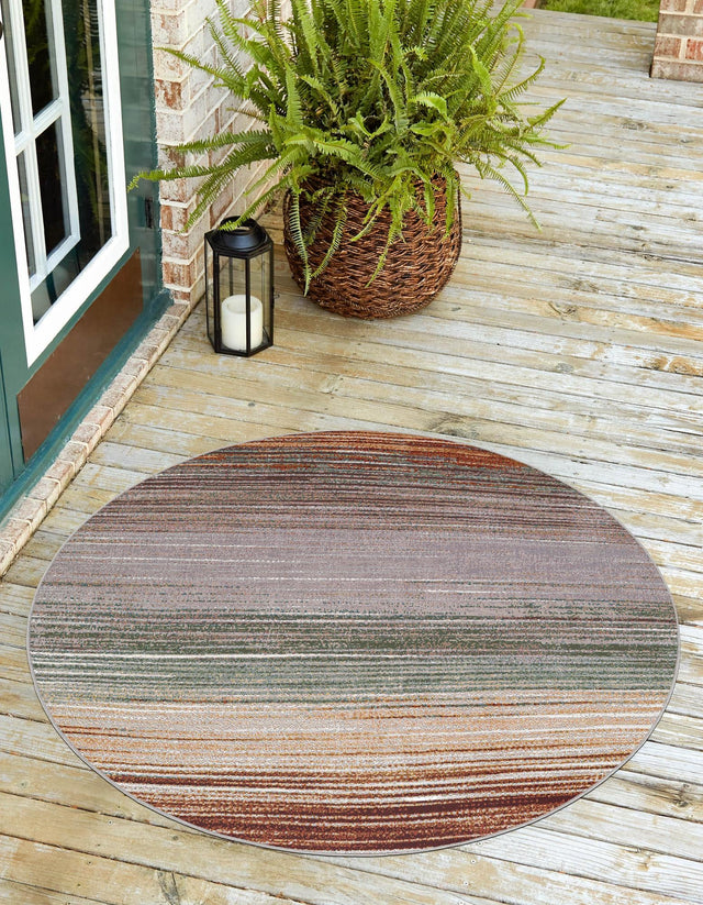 Multicolor 8' x 8' Outdoor Modern Round Rug