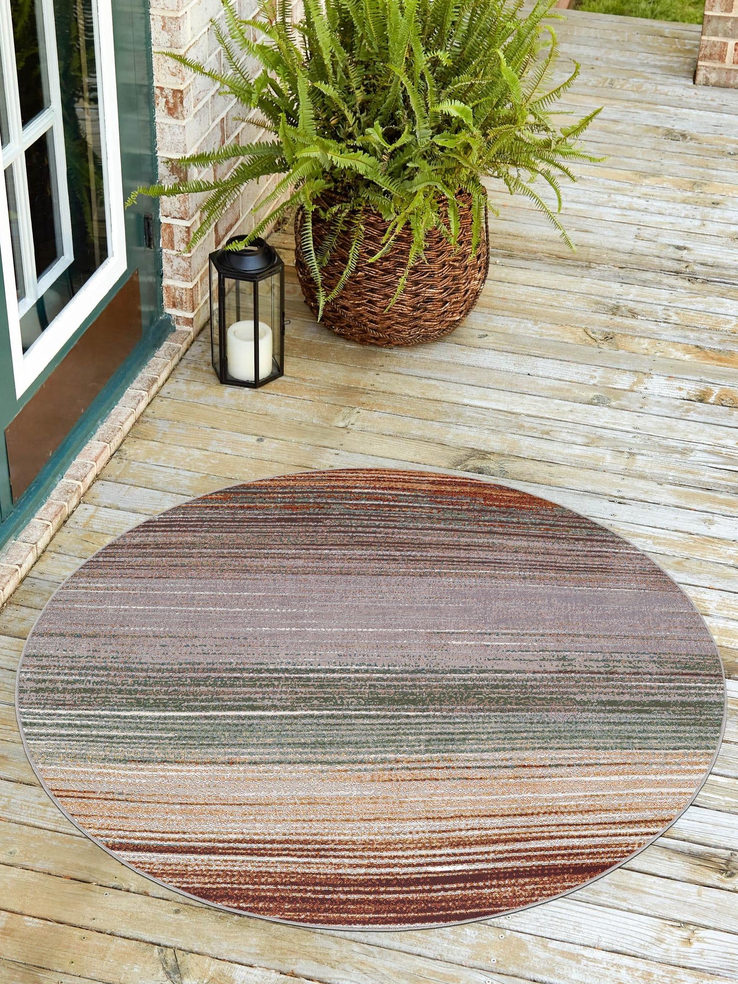 Multicolor 3' 1 x 3' 1 Outdoor Modern Round Area Rug Weather Resistant for Patio, Deck, Terrace, Balcony, Porch 100% Polypropylene Modern Outside Carpet for Sale at Rug Engine
