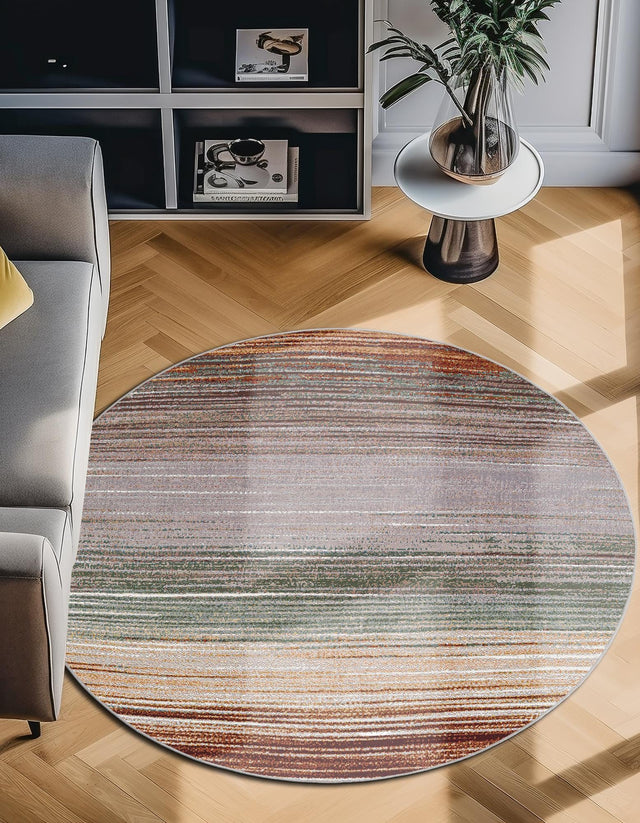 Multicolor 8' x 8' Outdoor Modern Round Rug