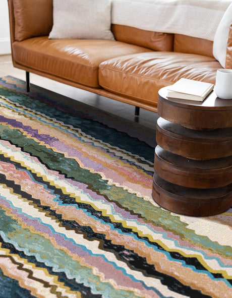Multicolor 9' x 12' Outdoor Modern Rectangle Rug