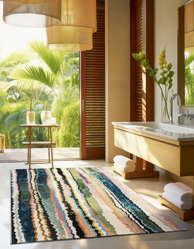 Multicolor 9' x 12' Outdoor Modern Rectangle Rug
