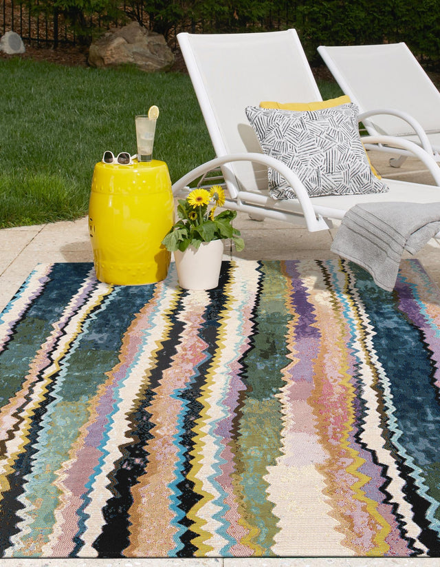 Multicolor 9' x 12' Outdoor Modern Rectangle Rug