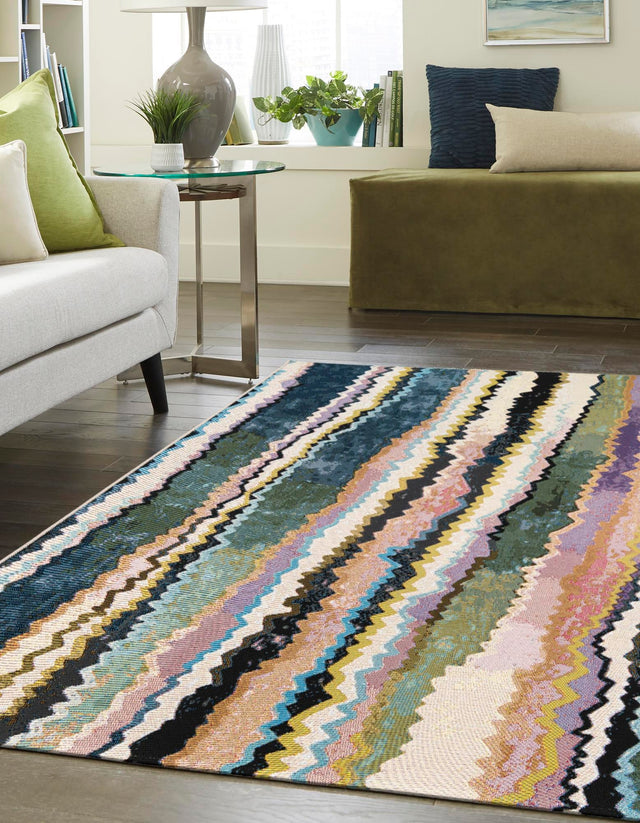 Multicolor 2' x 3' 1 Outdoor Modern Rectangle Area Rug Weather Resistant for Patio, Deck, Terrace, Balcony, Porch 100% Polypropylene Modern Outside Carpet for Sale at Rug Engine