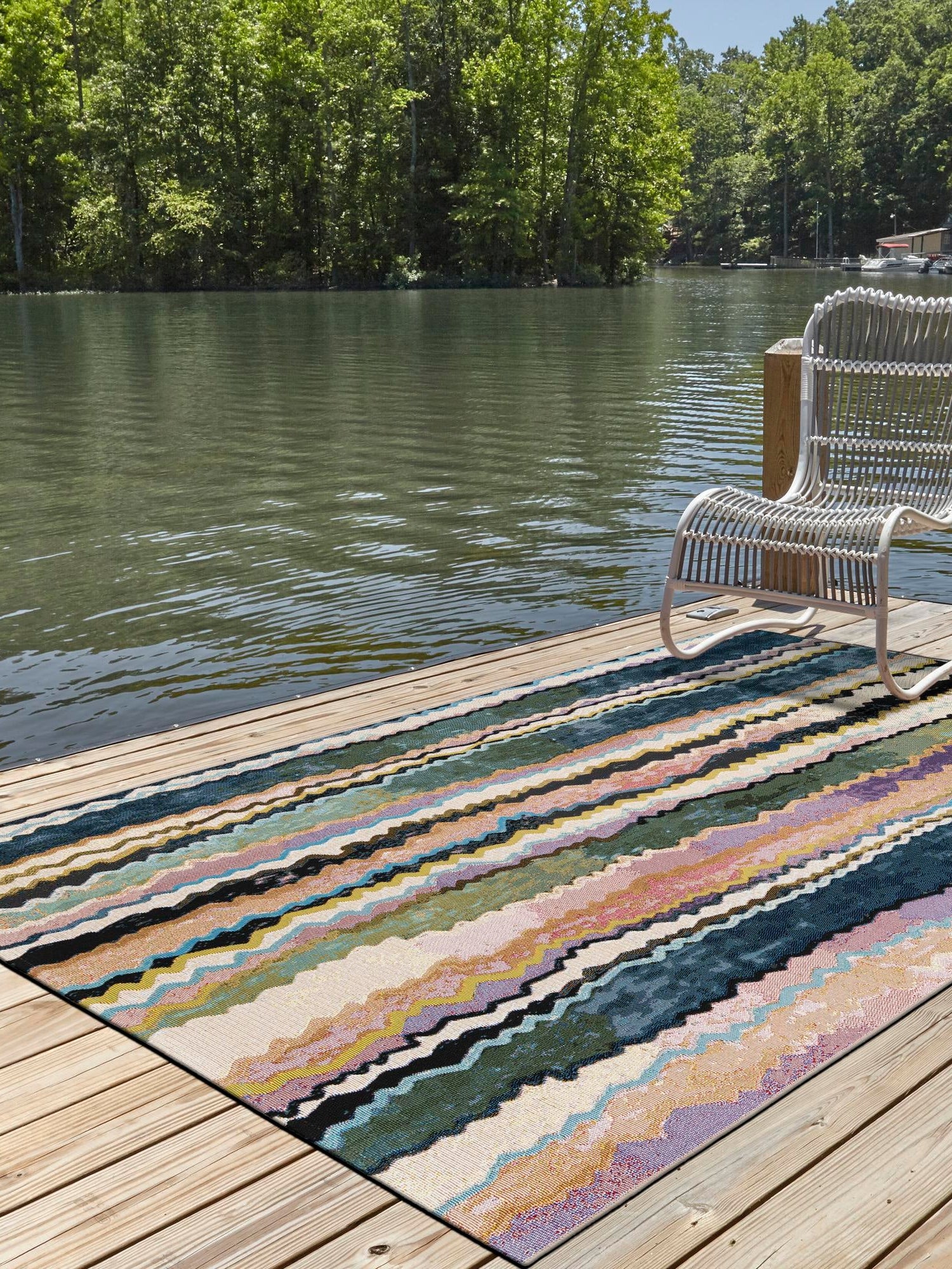 Multicolor 10' x 14' 1 Outdoor Modern Rectangle Area Rug Weather Resistant for Patio, Deck, Terrace, Balcony, Porch 100% Polypropylene Modern Outside Carpet for Sale at Rug Engine