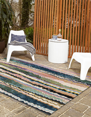 Multicolor 5' 1 x 7' 1 Outdoor Modern Rectangle Area Rug Weather Resistant for Patio, Deck, Terrace, Balcony, Porch 100% Polypropylene Modern Outside Carpet for Sale at Rug Engine