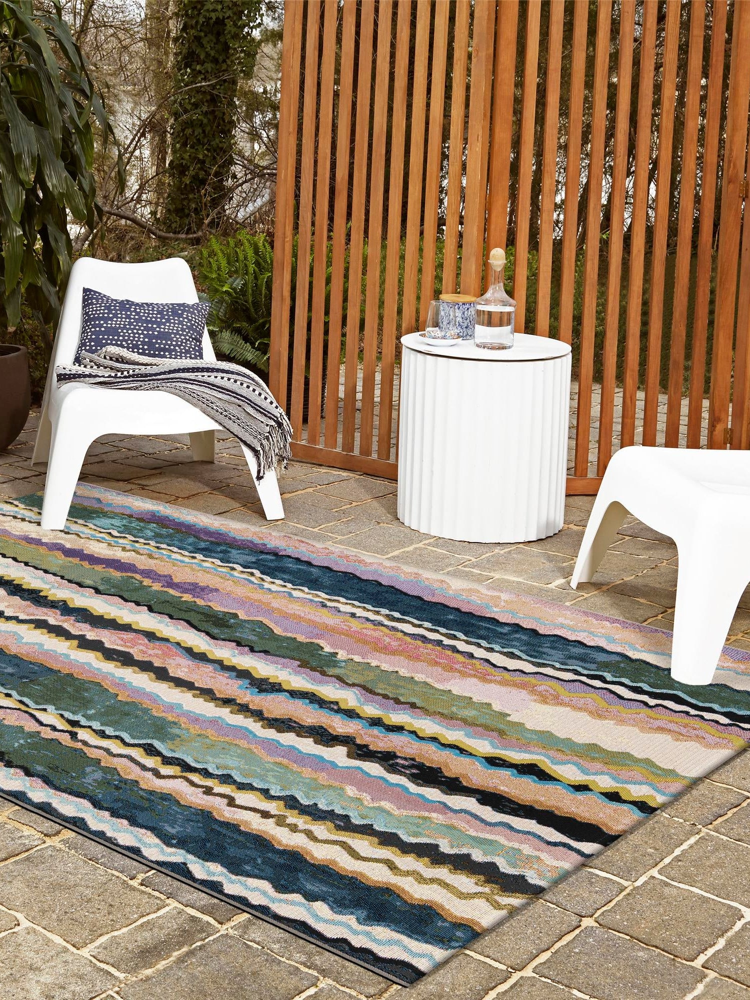 Multicolor 6' 1 x 9' Outdoor Modern Rectangle Area Rug Weather Resistant for Patio, Deck, Terrace, Balcony, Porch 100% Polypropylene Modern Outside Carpet for Sale at Rug Engine