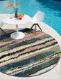 Multicolor 4' 1 x 4' 1 Outdoor Modern Round Rug