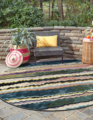 Multicolor 4' 1 x 4' 1 Outdoor Modern Round Rug