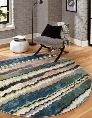 Multicolor 3' 1 x 3' 1 Outdoor Modern Round Rug
