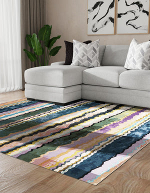 Multicolor 8' x 8' Outdoor Modern Square Rug