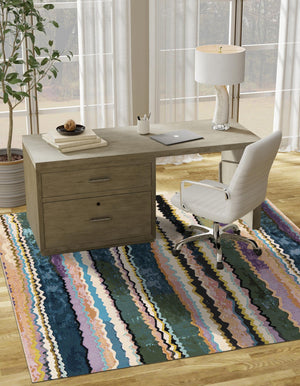 Multicolor 8' x 8' Outdoor Modern Square Rug