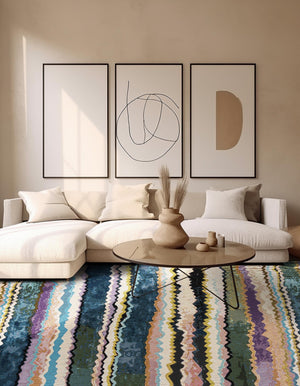 Multicolor 8' x 8' Outdoor Modern Square Rug