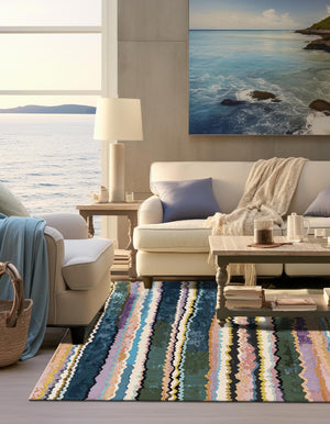 Multicolor 8' x 8' Outdoor Modern Square Rug
