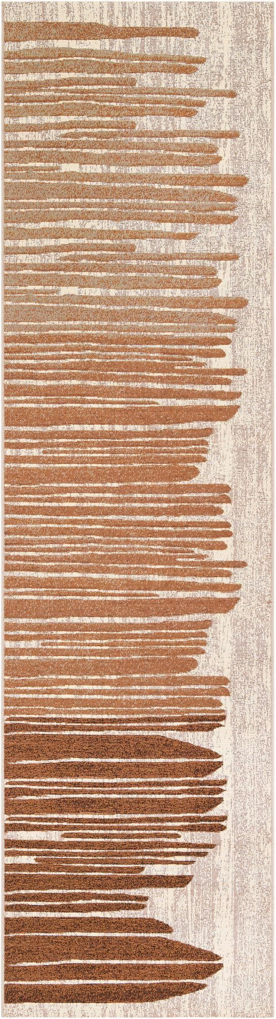 Beige Brown 3' x 10' Outdoor Modern Runner Rug