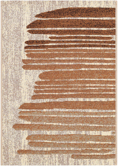 Beige Brown 2' x 3' 1 Outdoor Modern Rectangle Rug