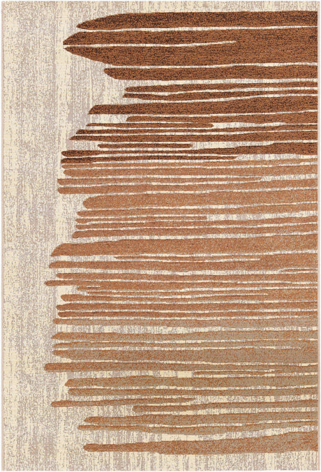 Beige Brown 4' 1 x 6' 1 Outdoor Modern Rectangle Rug