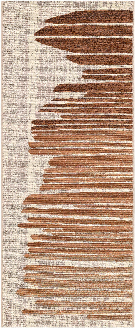 Beige Brown 2' x 5' 1 Outdoor Modern Runner Rug