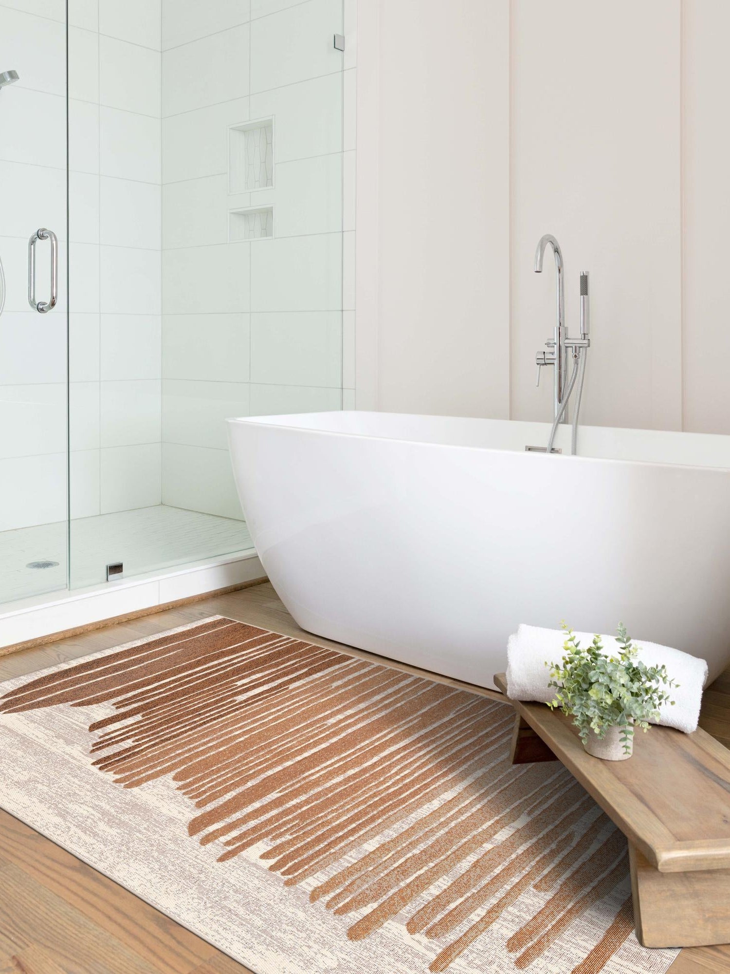 Beige Brown 9' x 12' Outdoor Modern Rectangle Area Rug Weather Resistant for Patio, Deck, Terrace, Balcony, Porch