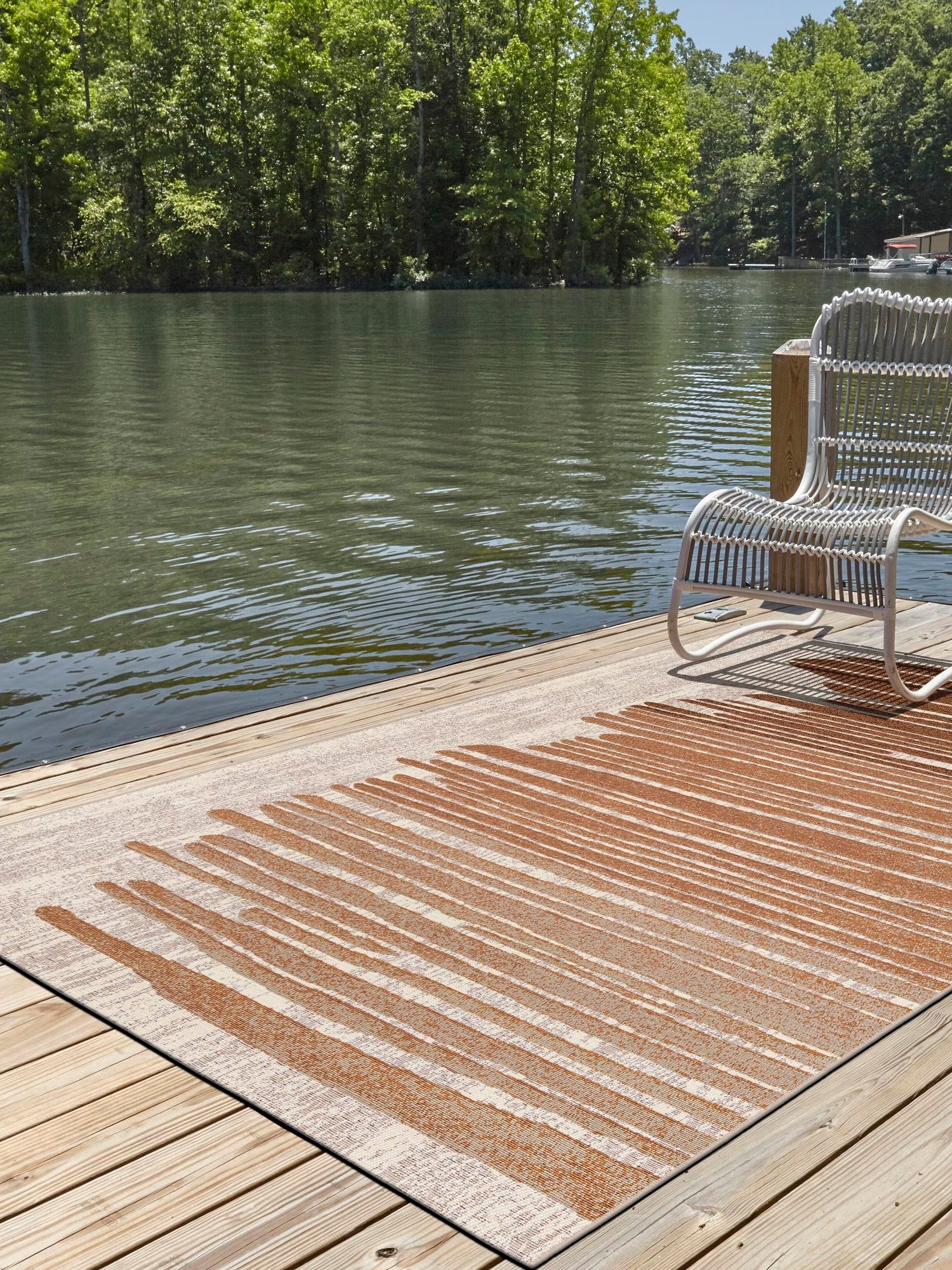 Beige Brown 5' 1 x 7' 1 Outdoor Modern Rectangle Area Rug Weather Resistant for Patio, Deck, Terrace, Balcony, Porch 100% Polypropylene Modern Outside Carpet for Sale at Rug Engine